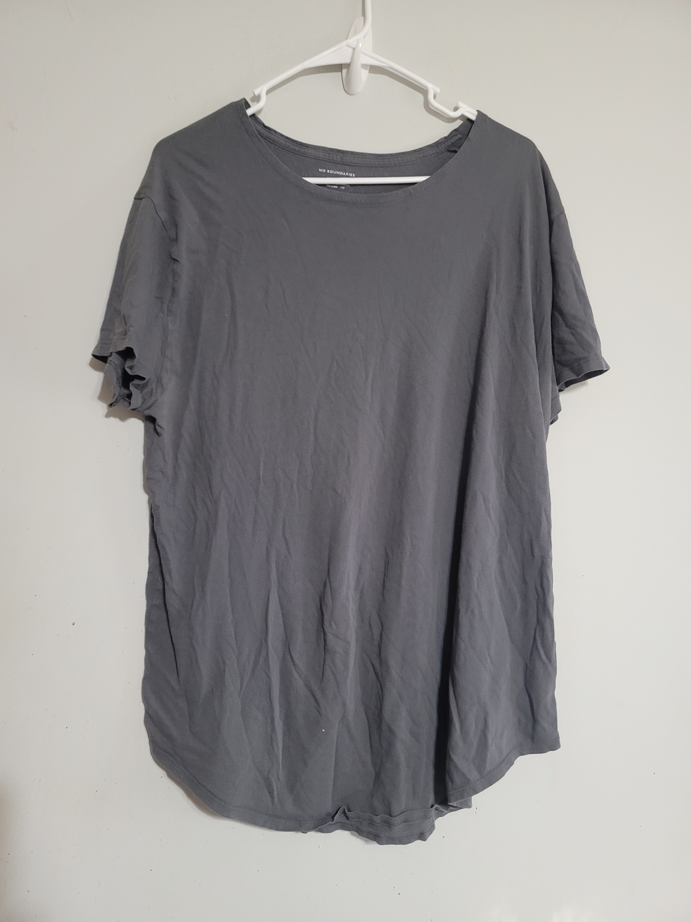 No Boundaries Men's Short Sleeve Crew Tee - Charcoal Gray Sz Large Blank Soft